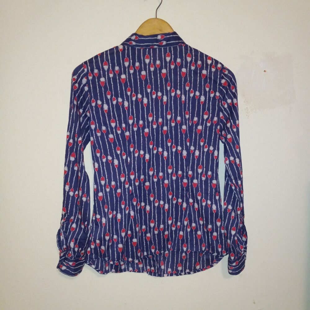 Lilly Pulitzer Size 2 Cruiser Button Up Shirt-Camp Oh Buoy-Roll Tab Sleeve - Picture 6 of 10